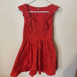 Free People Red Half Moon Mini Valentine’s Day  Dress small